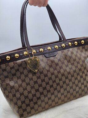 Gucci Crystal Coated canvas MM Tote Bag